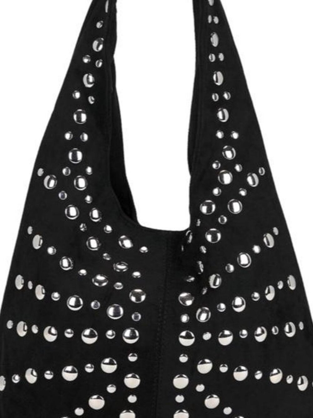 8 Other Reasons Black Studded Faux Leather Suede Shoulder Bag